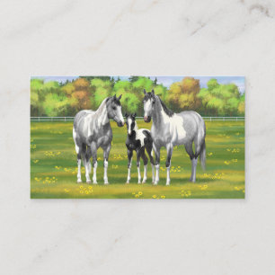Carte De Visite Chevaux De Peinture Gris De Pâte De Poisson En Été