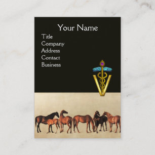 CARTE DE VISITE CHEVAUX/MARES ET FOALS SYMBOLE VÉTÉRINAIRE CADUCE