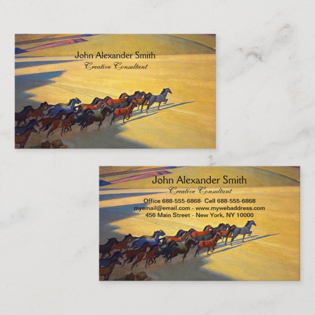 Carte De Visite Chevaux sauvages du Nevada par Maynard Dixon (Devant / Derrière)