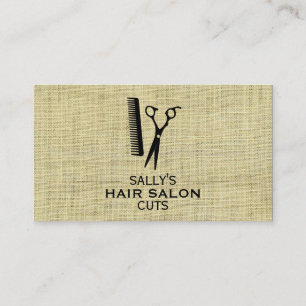 Carte De Visite Cheveux et peigne avec dividers (tissu de burlap)