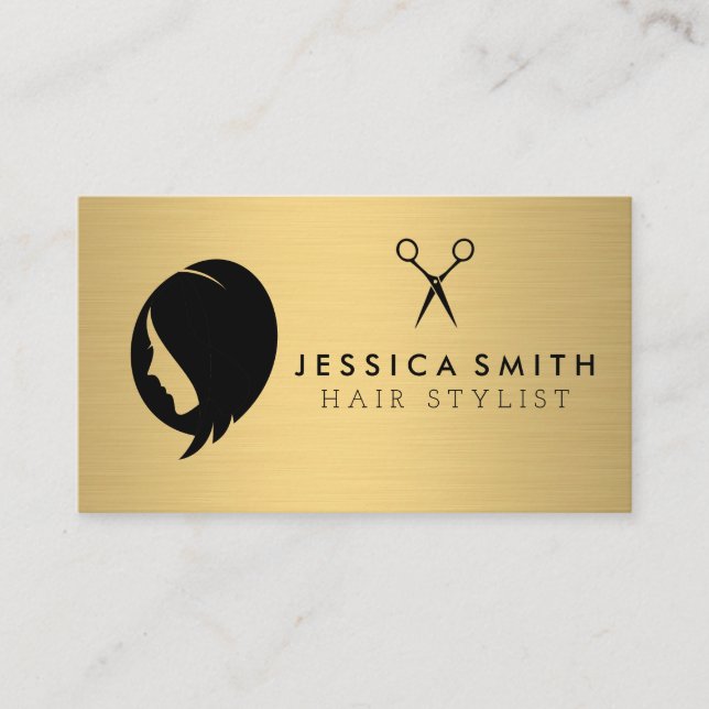 Carte De Visite Cheveux femmes | Or métallique | Salon de Shears (Devant)