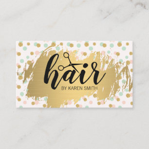 Carte De Visite CHEVEUX / Gold Brossé / Gold Polka Motif