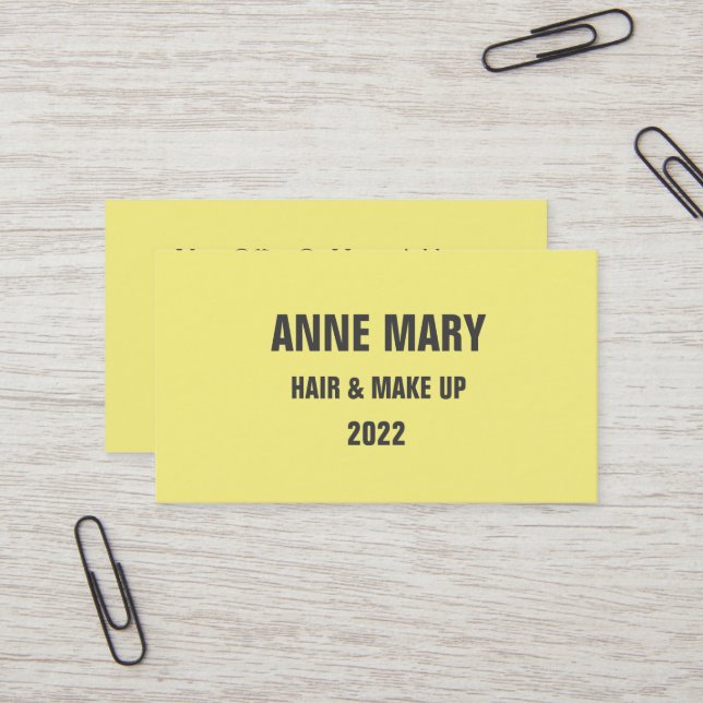 Carte De Visite Cheveux gris jaune et maquillage moderne 2022 (Devant/Arrière en situation)