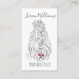 Carte De Visite cheveux longs ondulés avec un arc Hairstyling marq