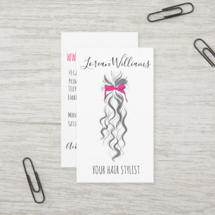 Carte De Visite cheveux longs ondulés avec un arc Hairstyling marq