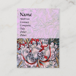Carte De Visite CHÈVREFEUILLE , rose rouge blanc marron