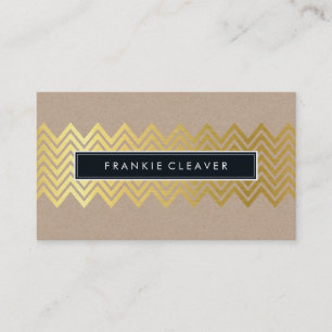 Carte De Visite CHEVRON MODERNE MOTIF or tendance kraft simple