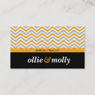 Carte De Visite chevron motif moderne grisâtre noir orange