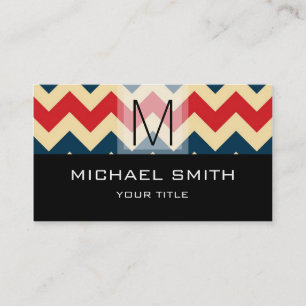 Carte De Visite Chevron Motif Moderne Monogramme noir #10