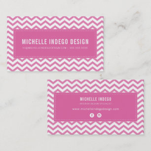 Carte De Visite CHEVRON MOTIF preppy moderne jolie bonbon rose