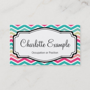 Carte De Visite Chevron personnel rose Turquoise