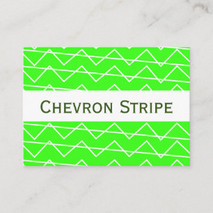Carte De Visite Chevron rayé néon vert géométrique