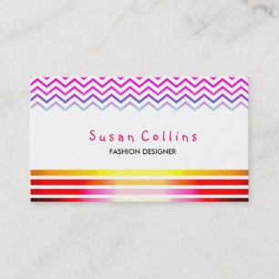 Carte De Visite Chevron Strion Propre Mode Rouge Simple