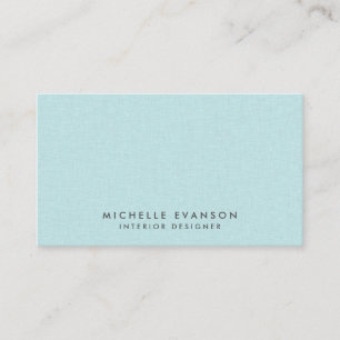 Carte De Visite Chic Aqua Blue Linen Simple Professionnel