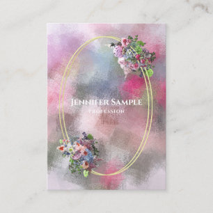 Carte De Visite Chic Aquarelle Fleurs Abstraites Or Cadre Moderne