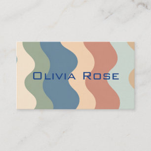 Carte de visite chic avec code QR à rayures vagues