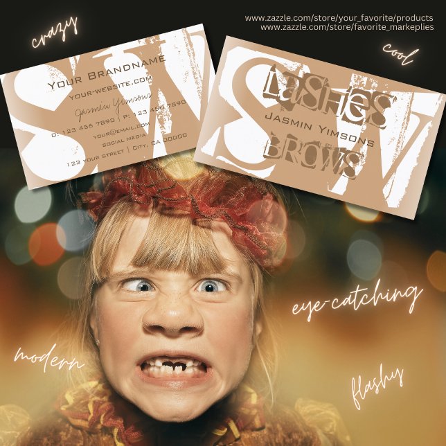 Carte De Visite Chic beige et blanc avec Monogramme élégant (Créateur téléchargé)