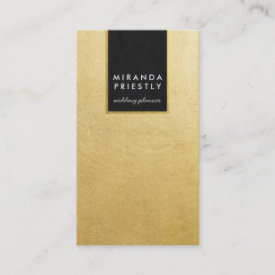 Carte De Visite Chic Black & Faux Gold Foil Mariage Planificateurs