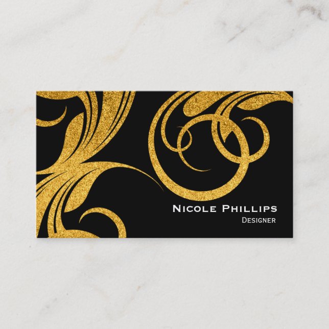 Carte de visite chic Black & Gold (Devant)