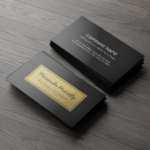 Carte De Visite Chic Black & Gold Faux Gold Foil Grilles en métal 