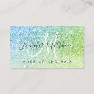 Carte De Visite Chic Blue Green Parties scintillant Maquillage Art