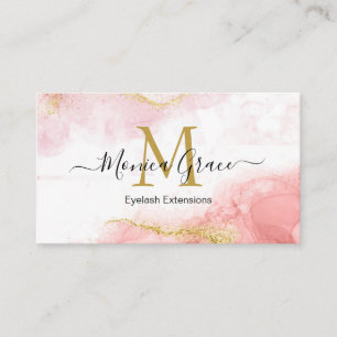 Carte De Visite Chic Blush Marble rose Parties scintillant or Mono