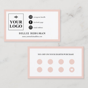Carte De Visite Chic Blush Rose Blanc Médias sociaux & Loyauté