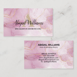 Carte De Visite Chic Blush rose or Parties scintillant marbre Agat