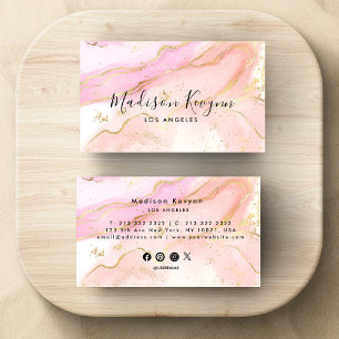 Carte De Visite Chic Blush rose or Parties scintillant marbre Agat