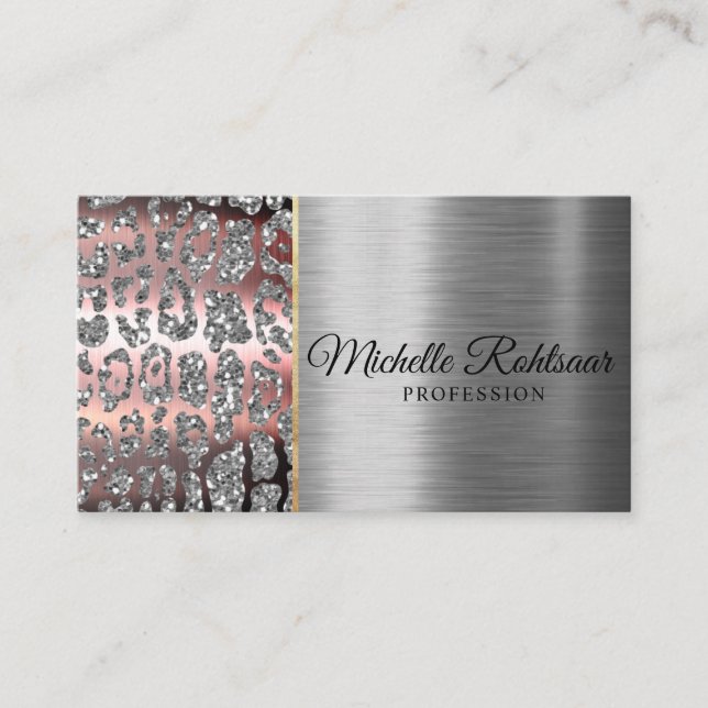 Carte De Visite Chic Blush rose or Parties scintillant marbre Agat (Devant)
