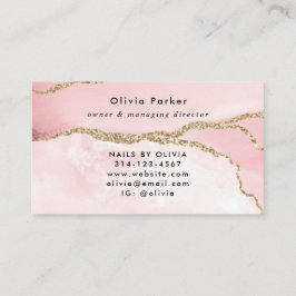 Carte De Visite Chic Blush rose or Parties scintillant marbre Agat