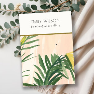 Carte De Visite Chic Boho Blush Green Tropical Palm Feuilles oreil
