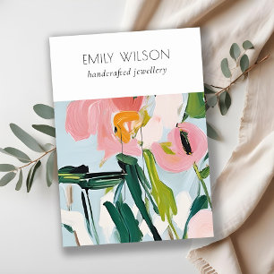 Carte De Visite Chic Boho coloré rose bleu peint Floral Haipin