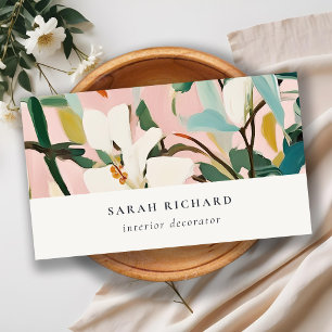 Carte De Visite Chic Boho coloré rose Turquoise vert peint Floral
