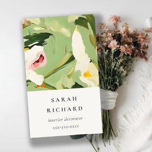 Carte De Visite Chic Boho coloré vert rose rose rose floral