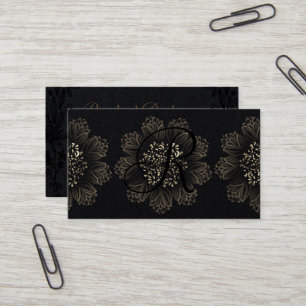 Carte De Visite Chic Botanique Ornamental Gold et Premium Black