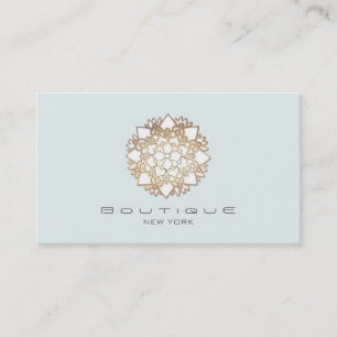 Carte De Visite Chic Boutique Blanc Lotus Fleur Bleu clair