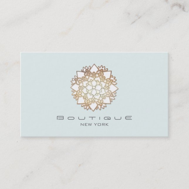 Carte De Visite Chic Boutique Blanc Lotus Fleur Bleu clair (Devant)
