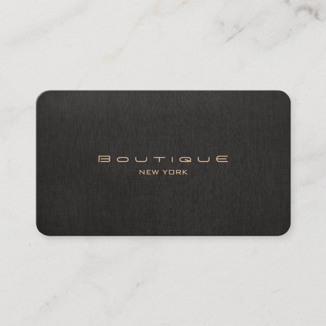 Carte De Visite Chic Boutique Faux Black Linen Professional Unique (Devant)