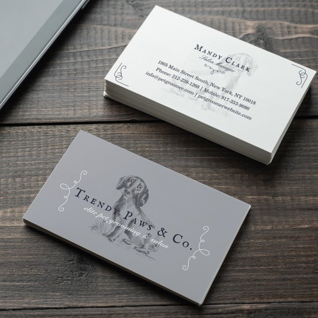 Carte De Visite Chic Classy Boutique Style Animaux Salon Dachshund (Créateur téléchargé)