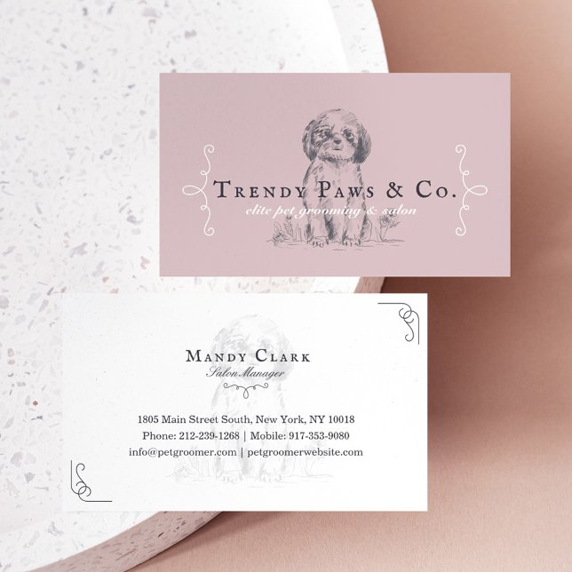Carte De Visite Chic Classy Boutique Style Animaux Salon Shih Tzu  (Créateur téléchargé)