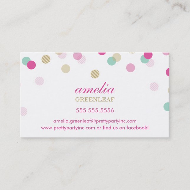 Carte De Visite chic confetti mignon assez amusant menthe d'or ros (Devant)
