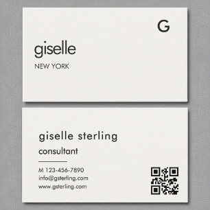 Carte De Visite Chic Consultant Luxe QR Code Monogramme