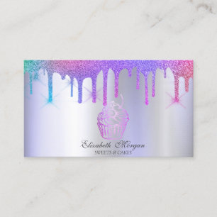 Carte De Visite Chic Cupcake Rainbow Drivers Bakery Violet