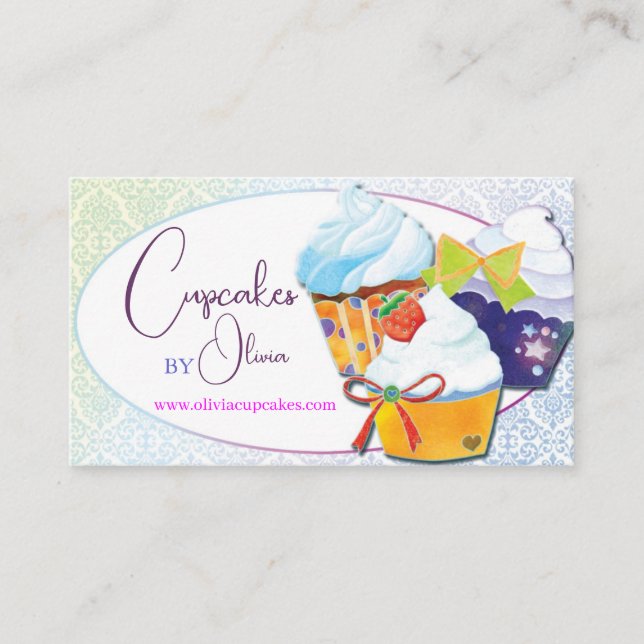 Carte De Visite Chic Cupcakes moderne Patissier (Devant)
