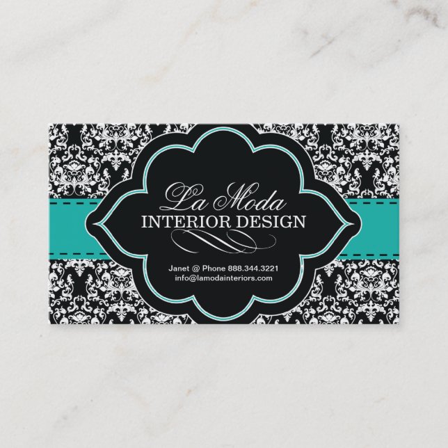 Carte de visite chic de damassé (Devant)