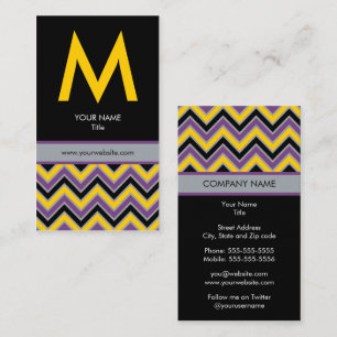 Carte de visite chic de monogramme de Chevron -