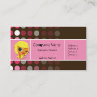 Carte de visite chic de points roses et Brown