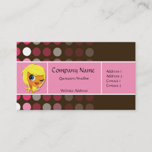Carte de visite chic de points roses et Brown