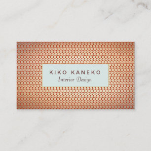 Carte De Visite Chic Design d'intérieur Gold Foil Look Blue Plaque